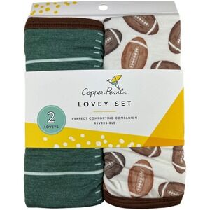 2 Football Game Day 3 Layer Baby Lovey Set 16" Copper Pearl Security Unisex NWT